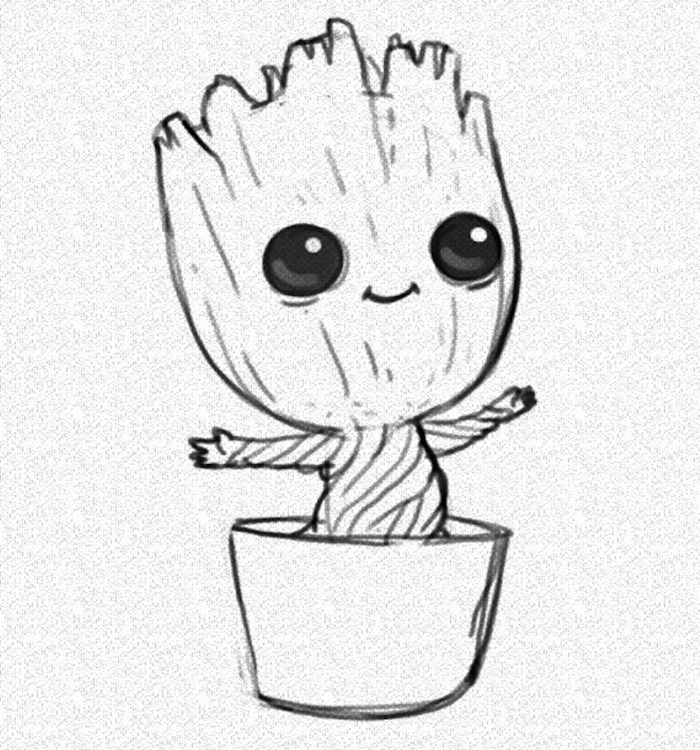 cool baby groot drawing easy to draw